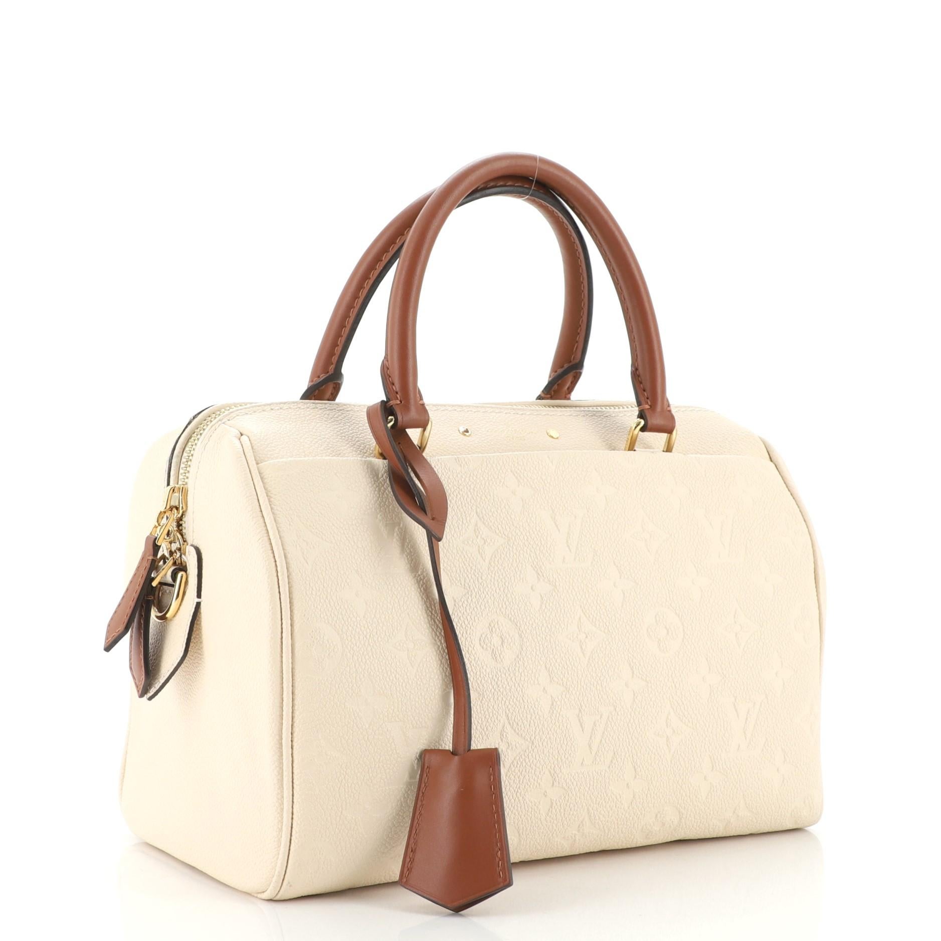 Beige Louis Vuitton Speedy Bandouliere NM Bag Monogram Empreinte Leather 25