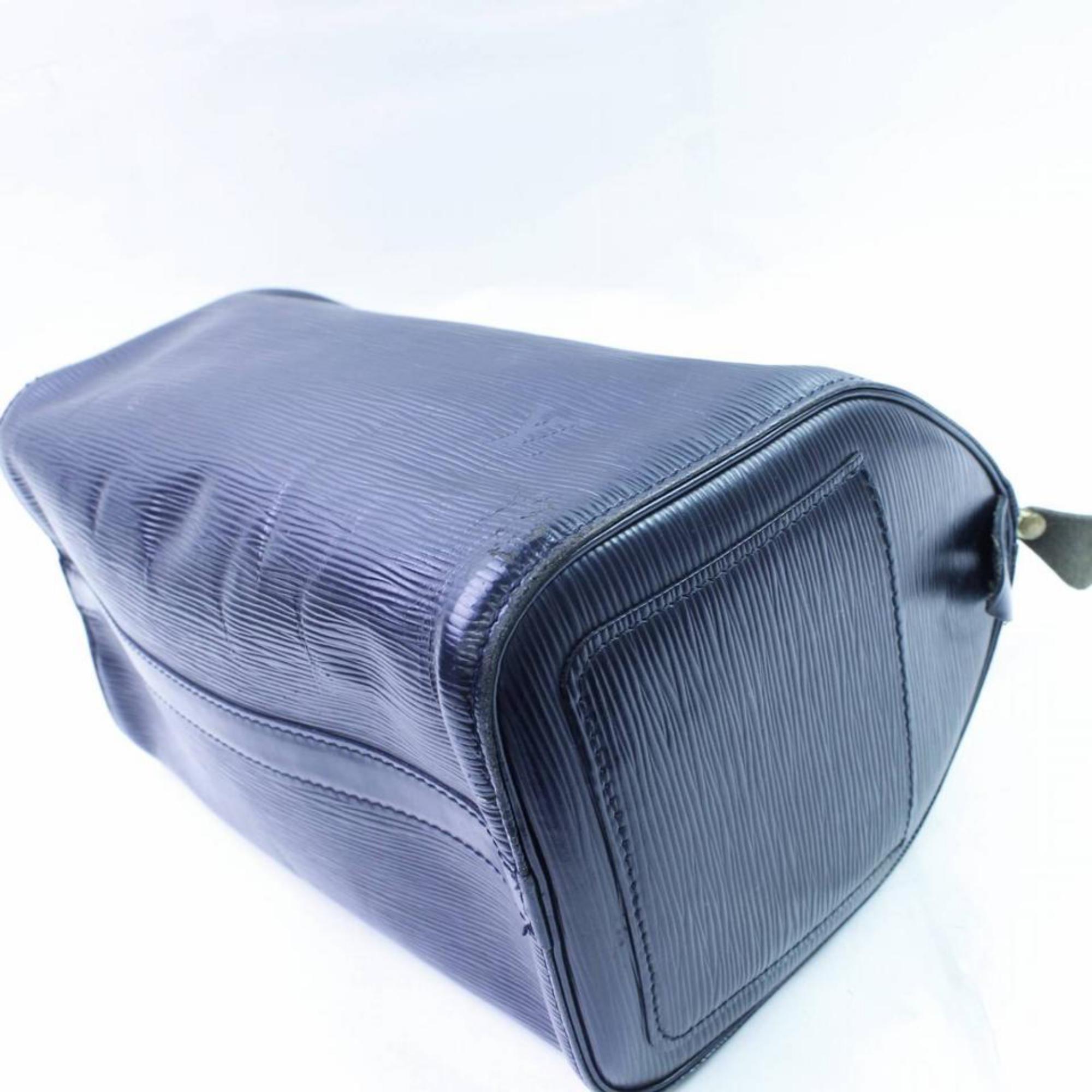 Louis Vuitton Speedy Black Epi 25 866634 Blue Leather Satchel For Sale 3
