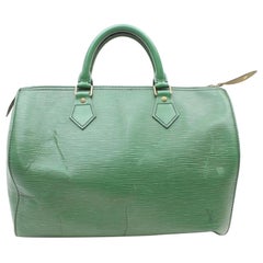 Vintage Louis Vuitton Speedy Borneo 30 Boston Mm 869854 Green Leather Satchel