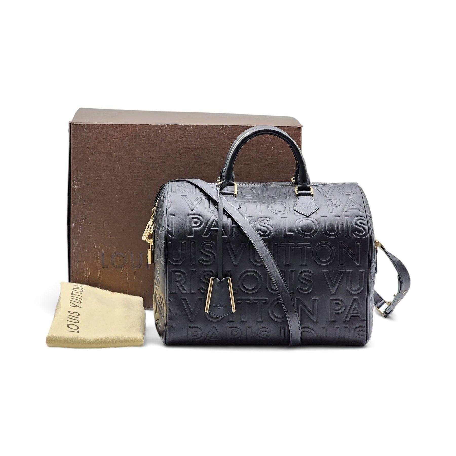 Louis Vuitton Embossed Leather Speedy Cube 30 Bag – Black – Excellent Condition with Box

Elevate your collection with this stunning Louis Vuitton Speedy Cube 30 Bag in black embossed leather. A modern take on the iconic Speedy, this structured
