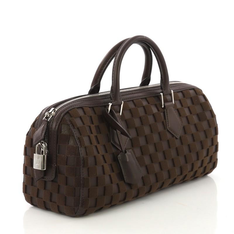 Black Louis Vuitton Speedy Cube Bag Damier Cubic Leather and Velvet East West