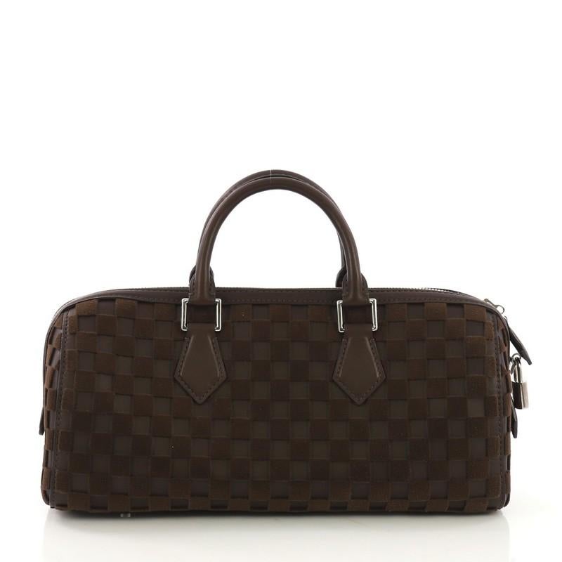 Louis Vuitton Speedy Cube Bag Damier Cubic Leather and Velvet East West In Good Condition In NY, NY