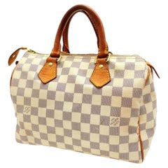 Louis Vuitton Speedy Damier Azur 30 228757 White Coated Canvas Satchel