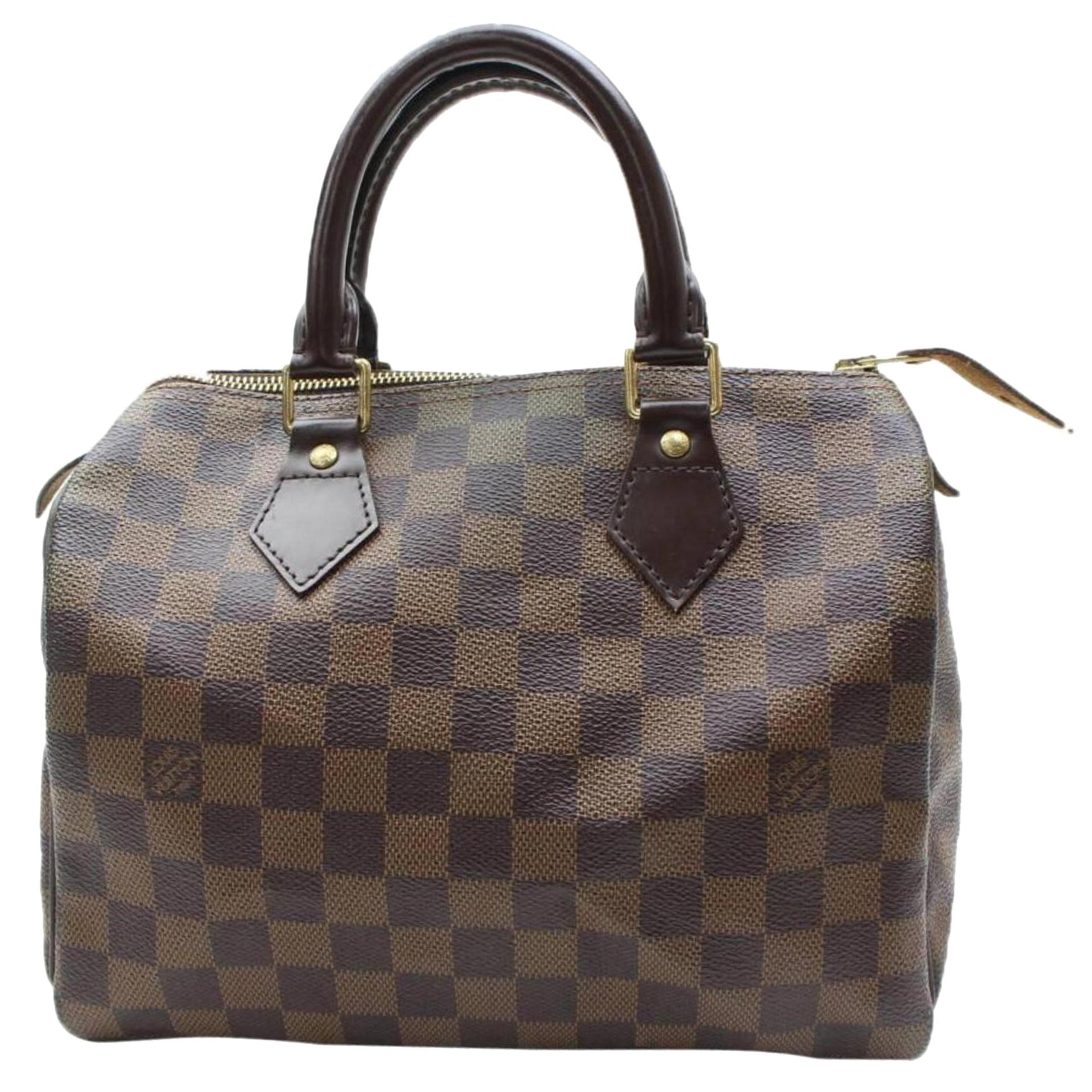 Louis Vuitton Speedy Damier Ebene 25 868435 Brown Coated Canvas Satchel For Sale