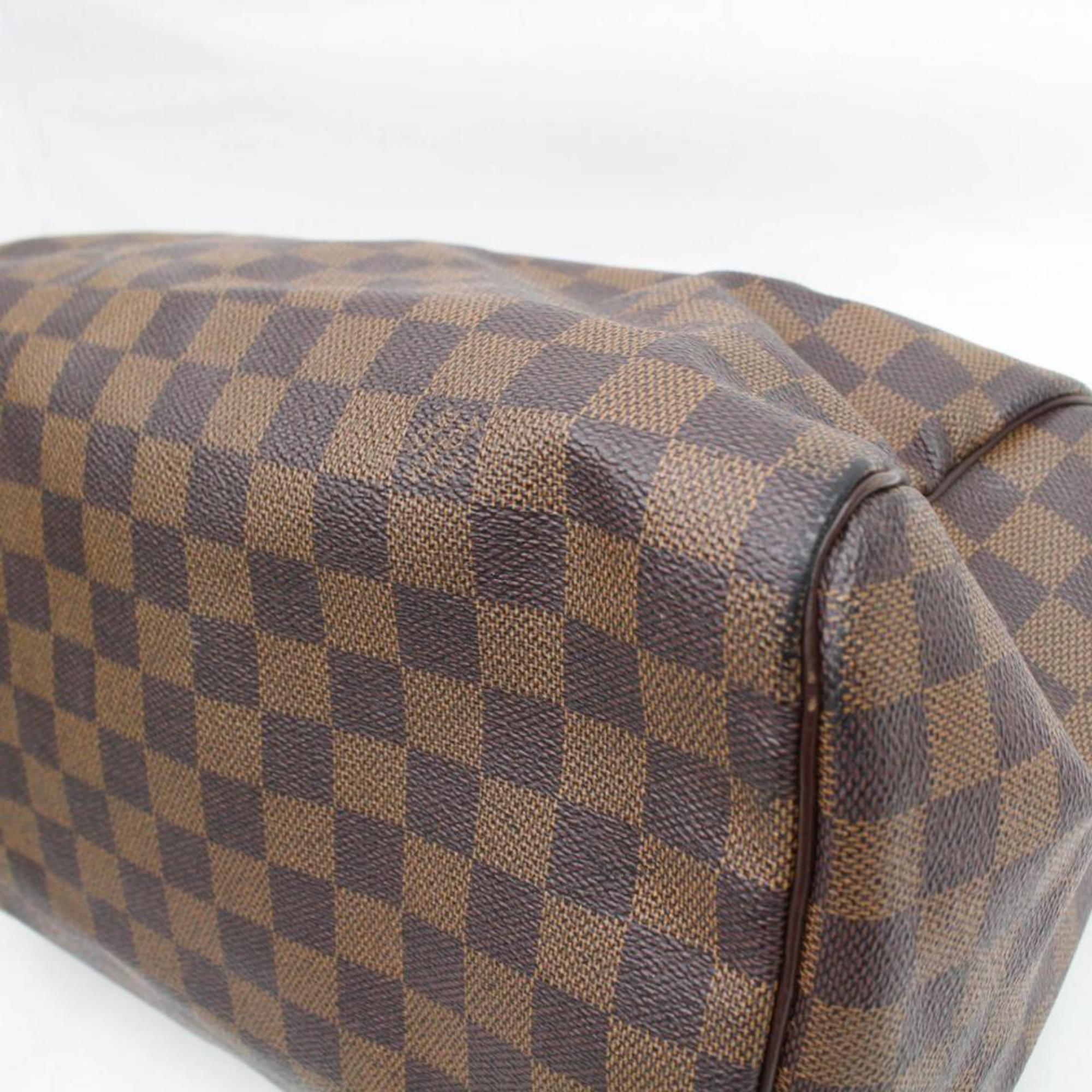 Louis Vuitton Speedy Damier Ebene 30 868448 Brown Coated Canvas Satchel For Sale 7