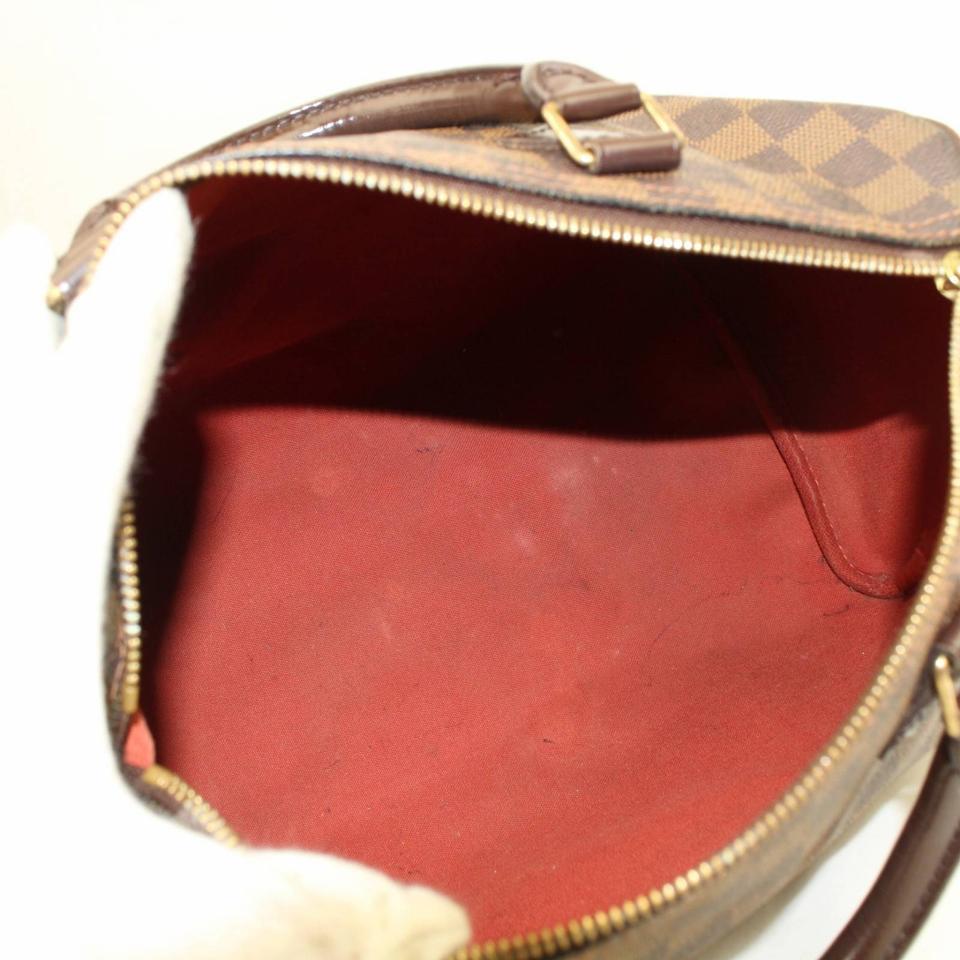 Louis Vuitton Speedy Damier Ebene 30 868448 Brown Coated Canvas Satchel In Good Condition For Sale In Dix hills, NY