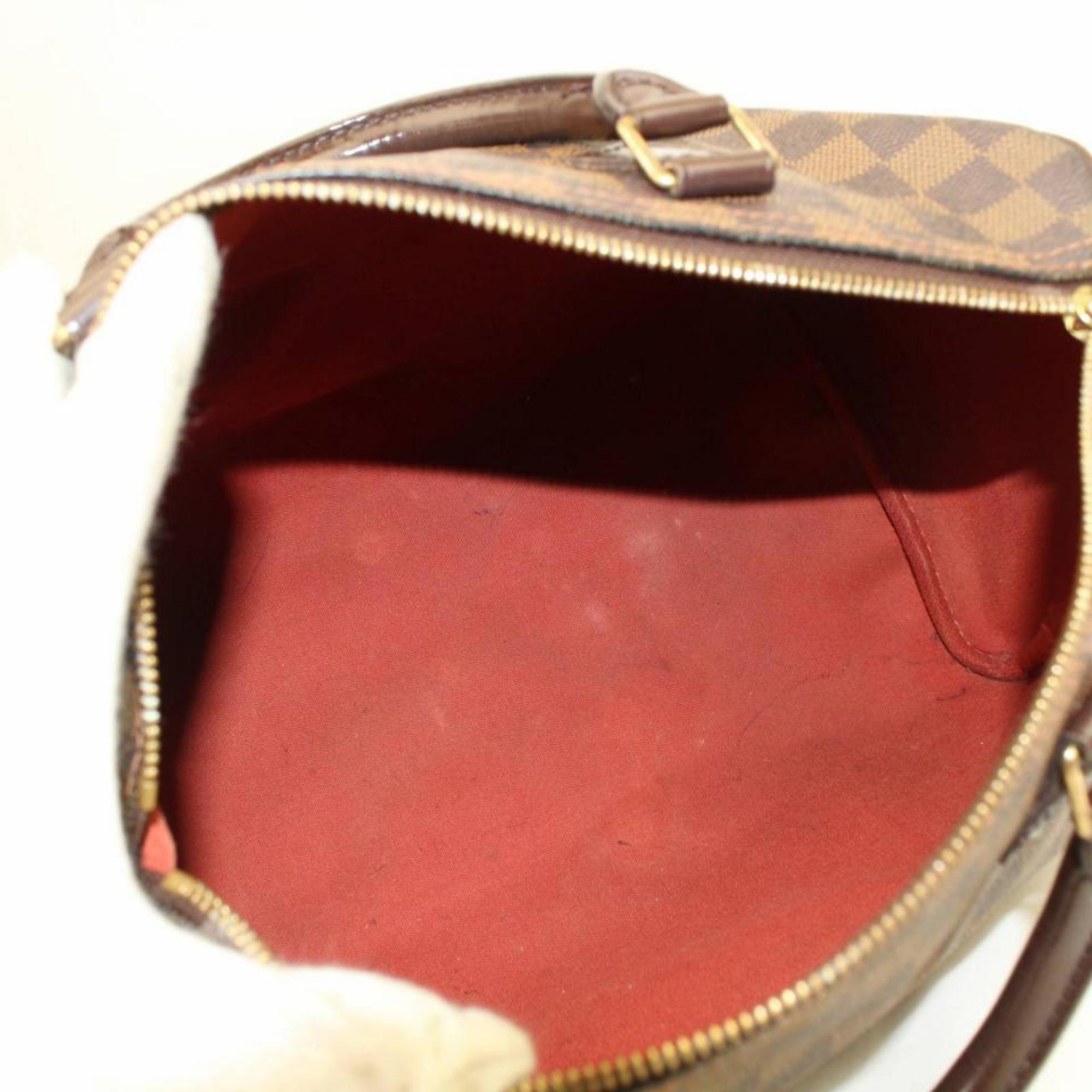 Louis Vuitton Speedy Damier Ebene 30 868448 Brown Coated Canvas Satchel In Good Condition For Sale In Forest Hills, NY
