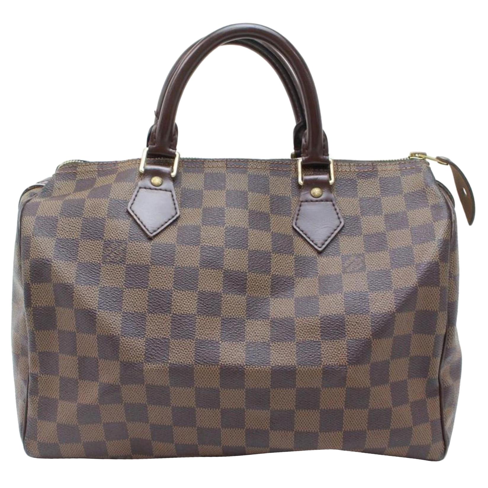 Louis Vuitton Speedy Damier Ebene 30 Boston Mm 869669 Brown Coated Canvas Satche For Sale