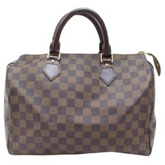 Louis Vuitton Speedy Damier Ebene 30 Boston Mm 869669 Brown Coated Canvas Satche