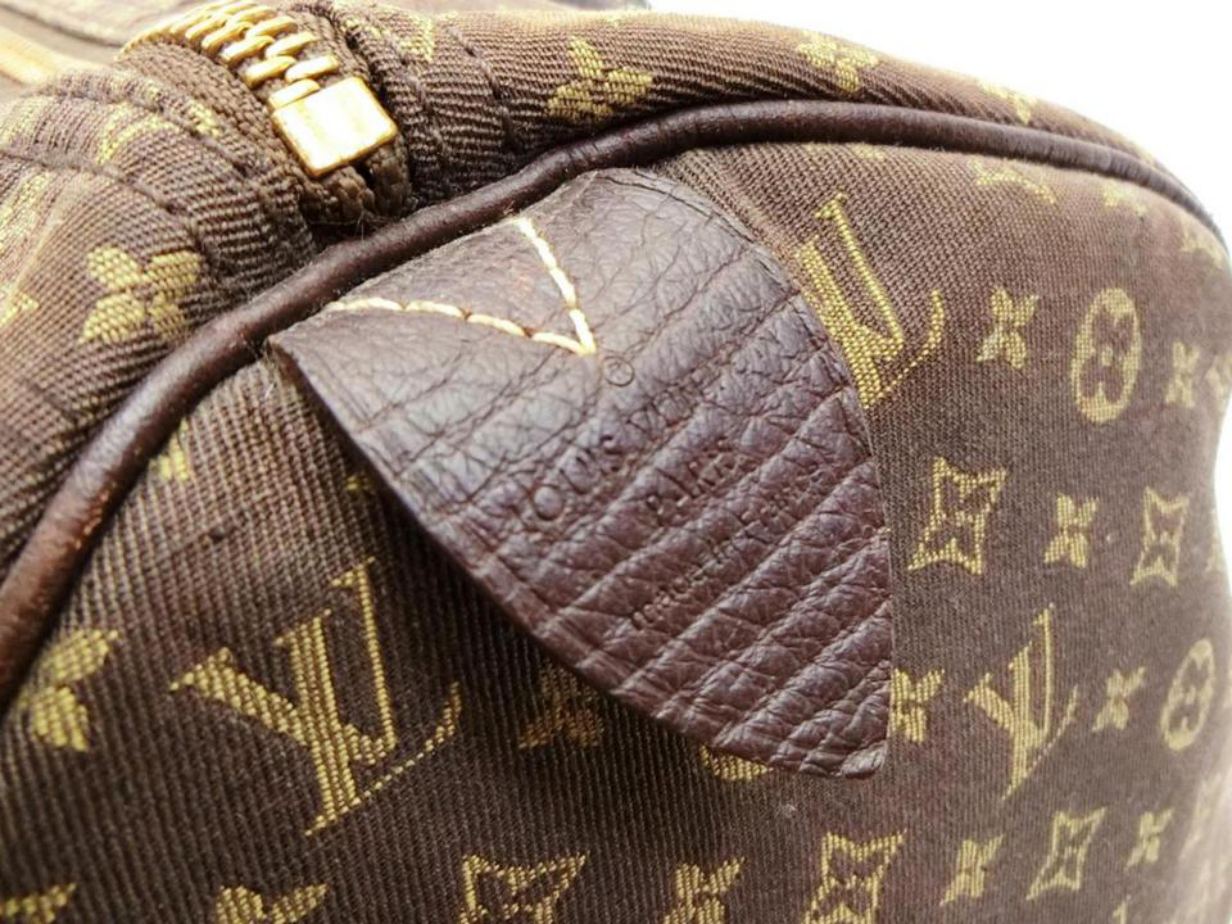 Louis Vuitton Speedy Ebene Monogram Mini Lin 30 228807 Brown Canvas Satchel In Good Condition For Sale In Forest Hills, NY