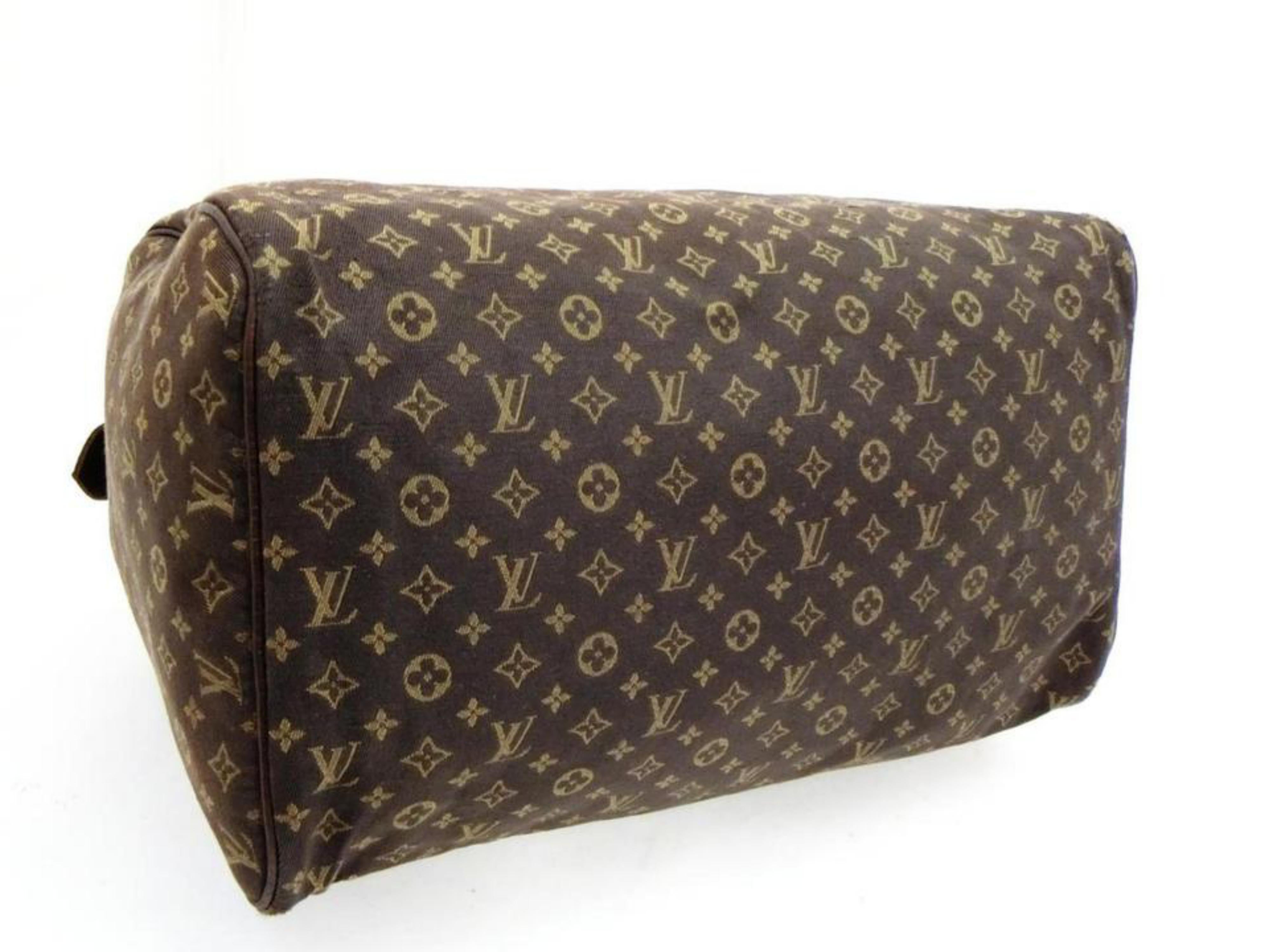 Louis Vuitton Speedy Ebene Monogram Mini Lin 30 228807 Brown Canvas Satchel For Sale 2
