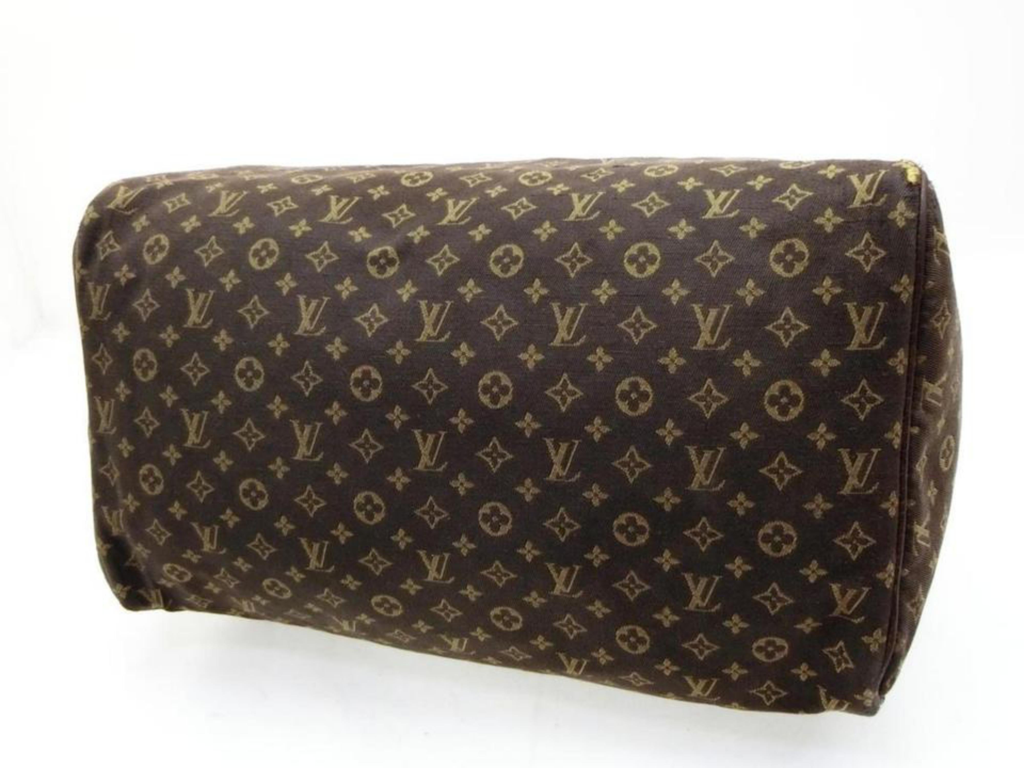 Louis Vuitton Speedy Ebene Monogram Mini Lin 30 228807 Brown Canvas Satchel For Sale 3
