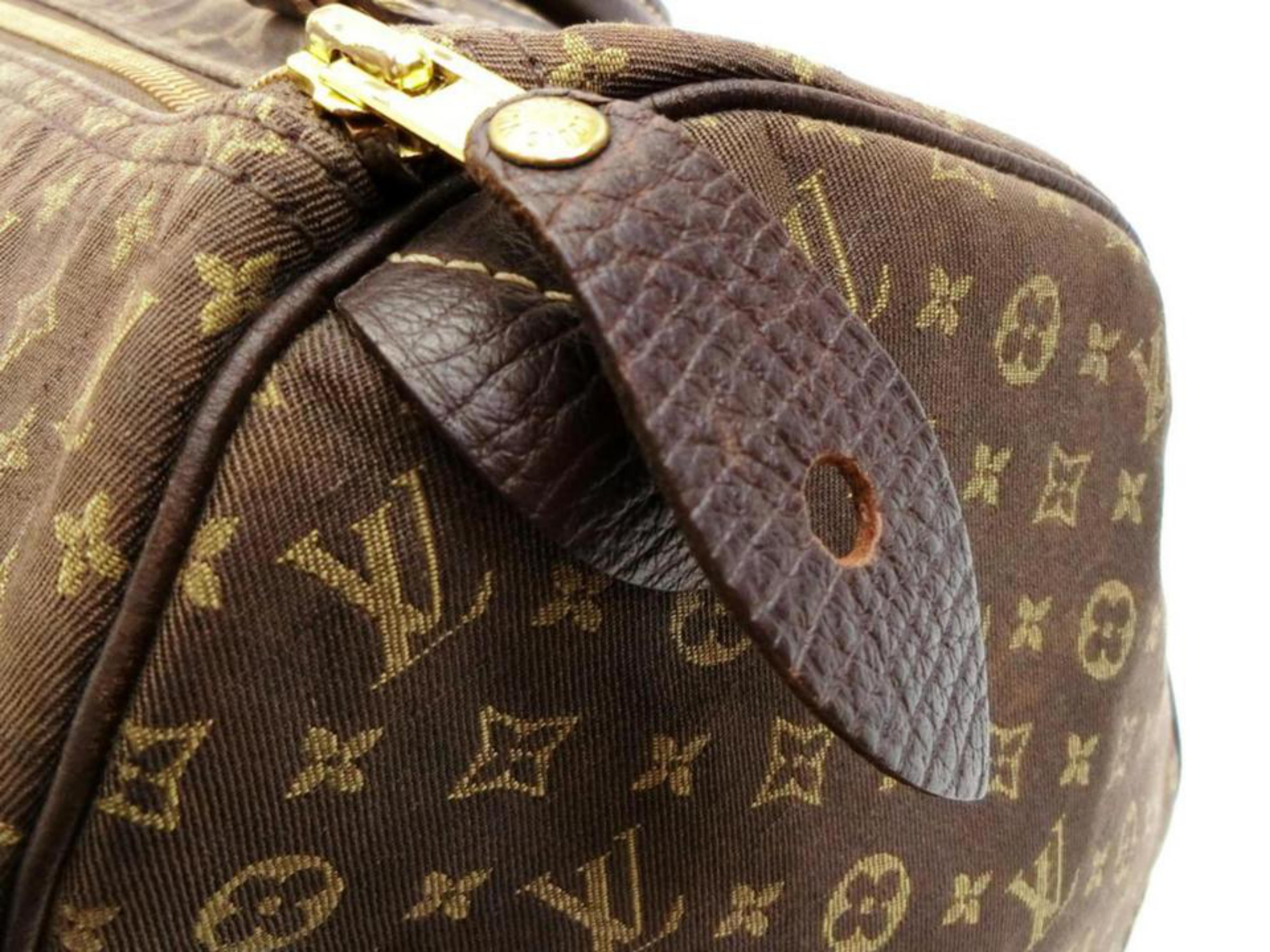 Louis Vuitton Speedy Ebene Monogram Mini Lin 30 228807 Brown Canvas Satchel For Sale 4