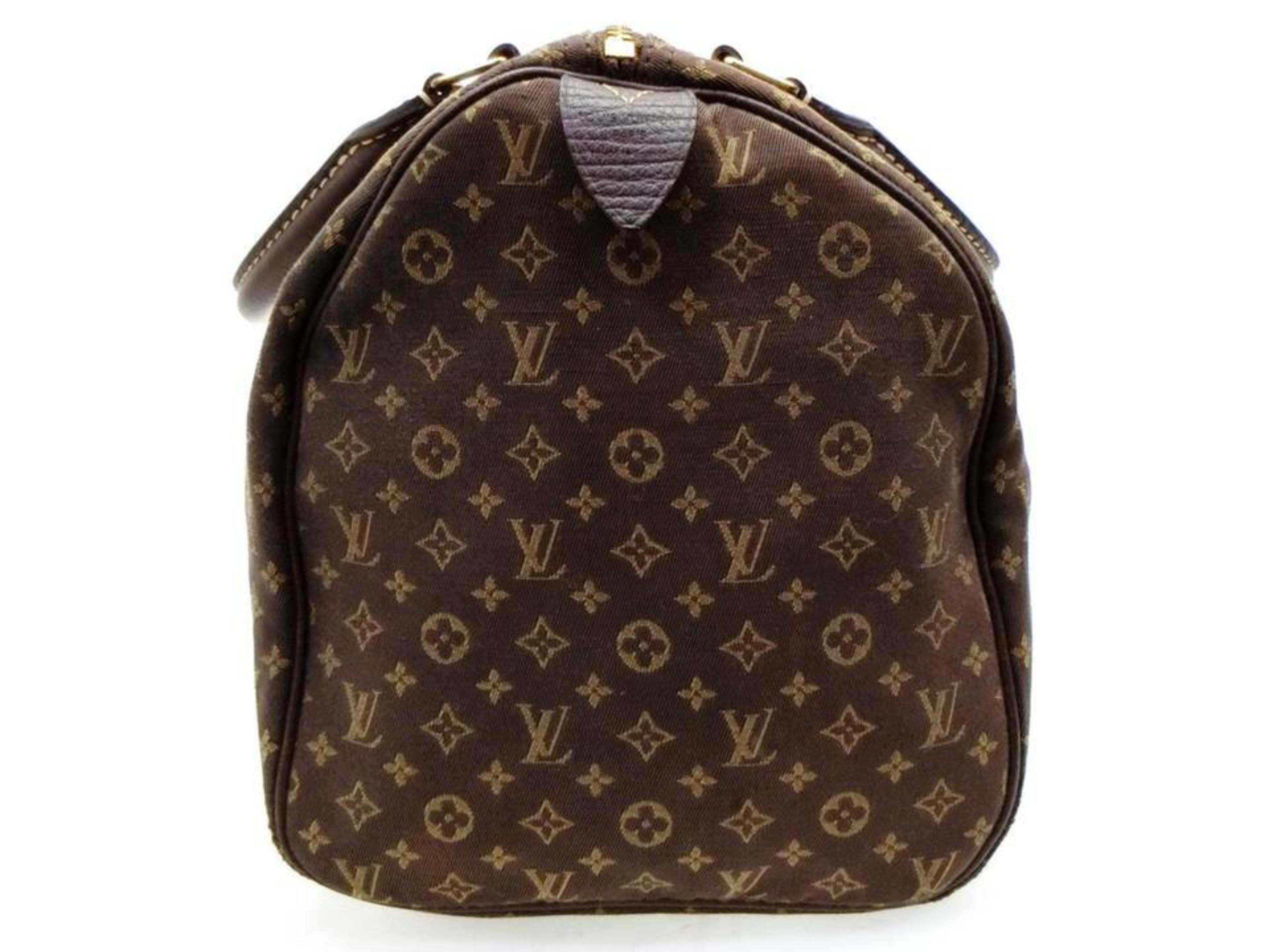 Louis Vuitton Speedy Ebene Monogram Mini Lin 30 228807 Brown Canvas Satchel For Sale 5