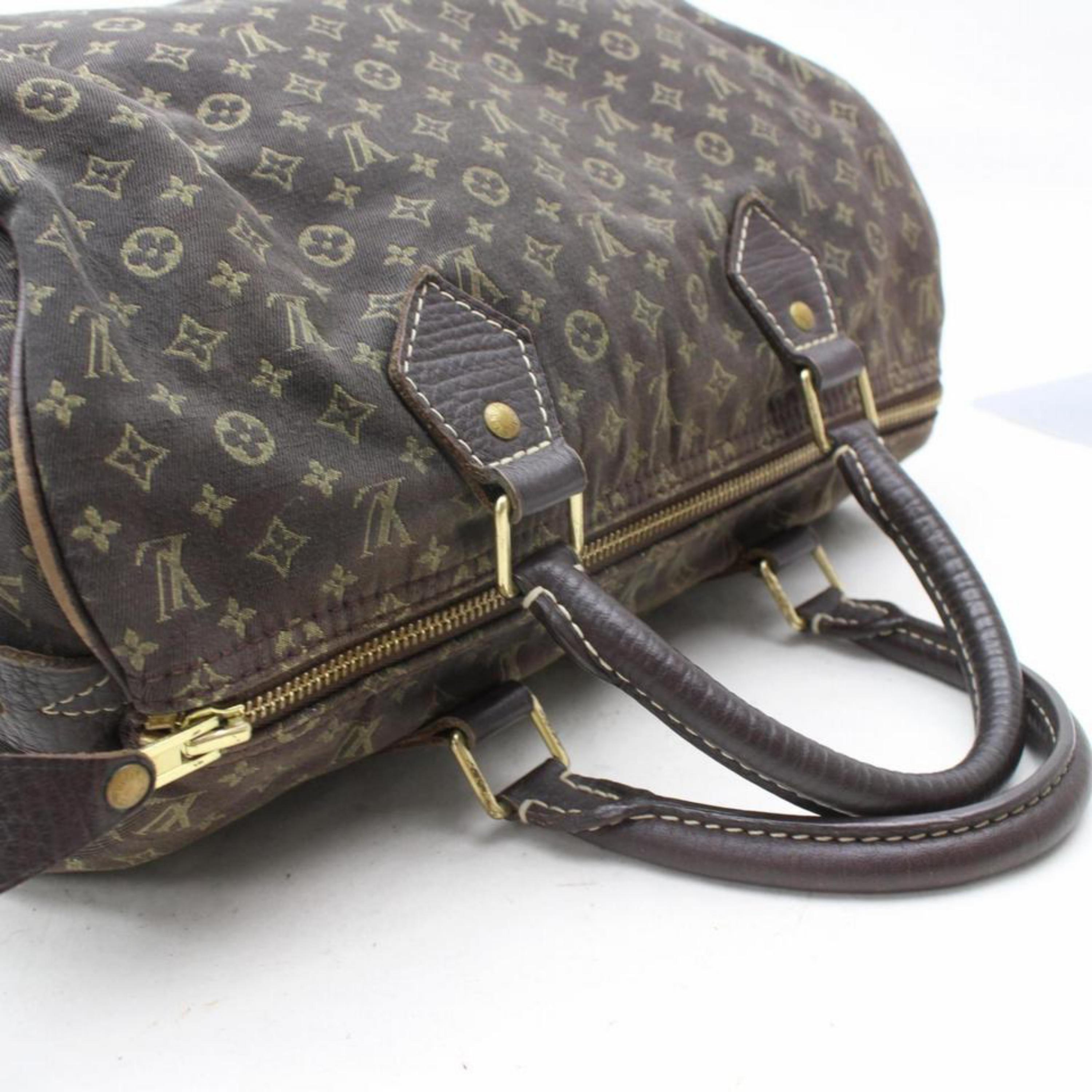 Louis Vuitton Speedy Ebene Monogram Mini Lin 30 869674 Brown Canvas Satchel For Sale 2