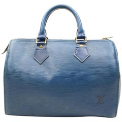 Louis Vuitton Speedy Epi 25 109549 Blue Leather Satchel