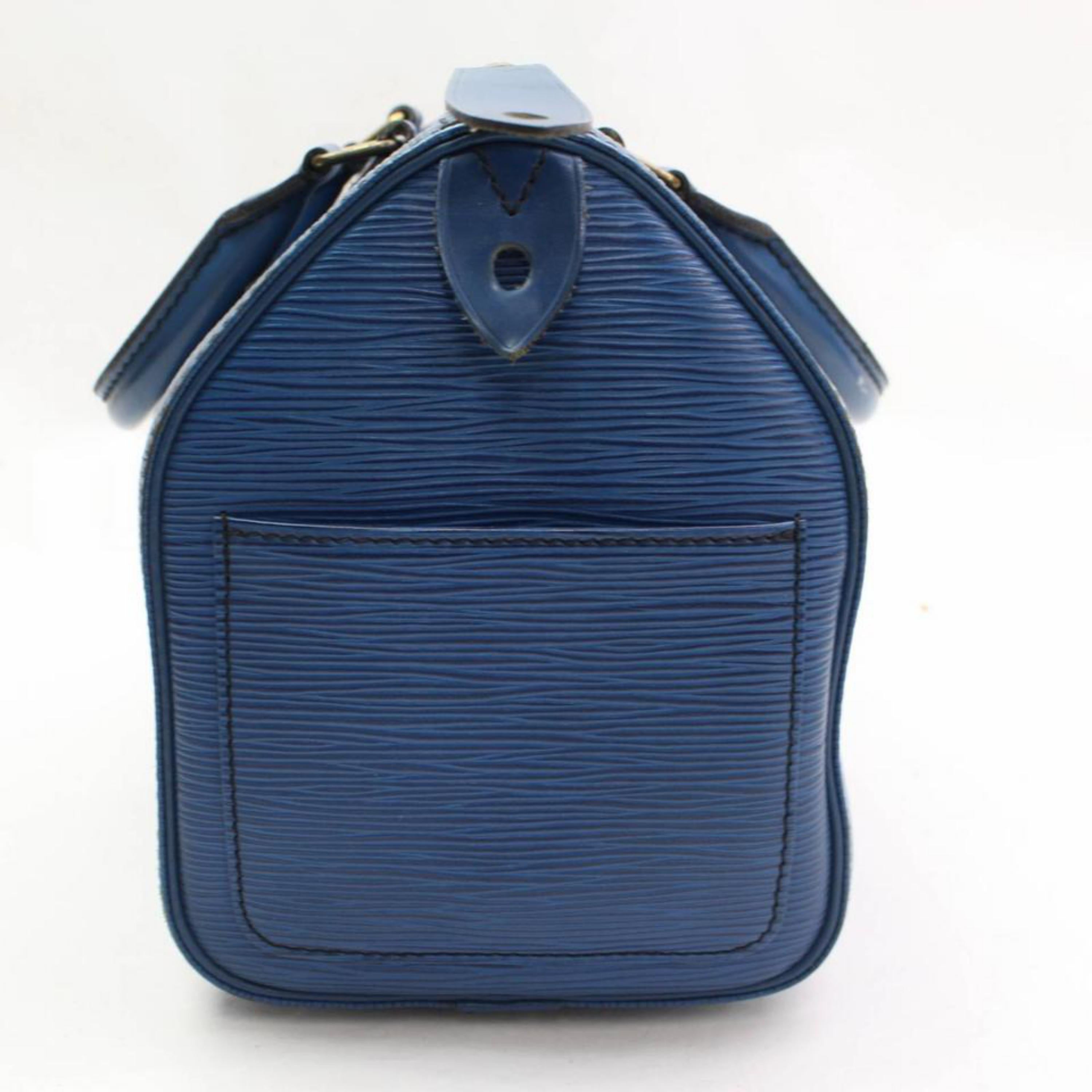 Louis Vuitton Speedy Epi 25 868003 Blue Leather Satchel For Sale 3