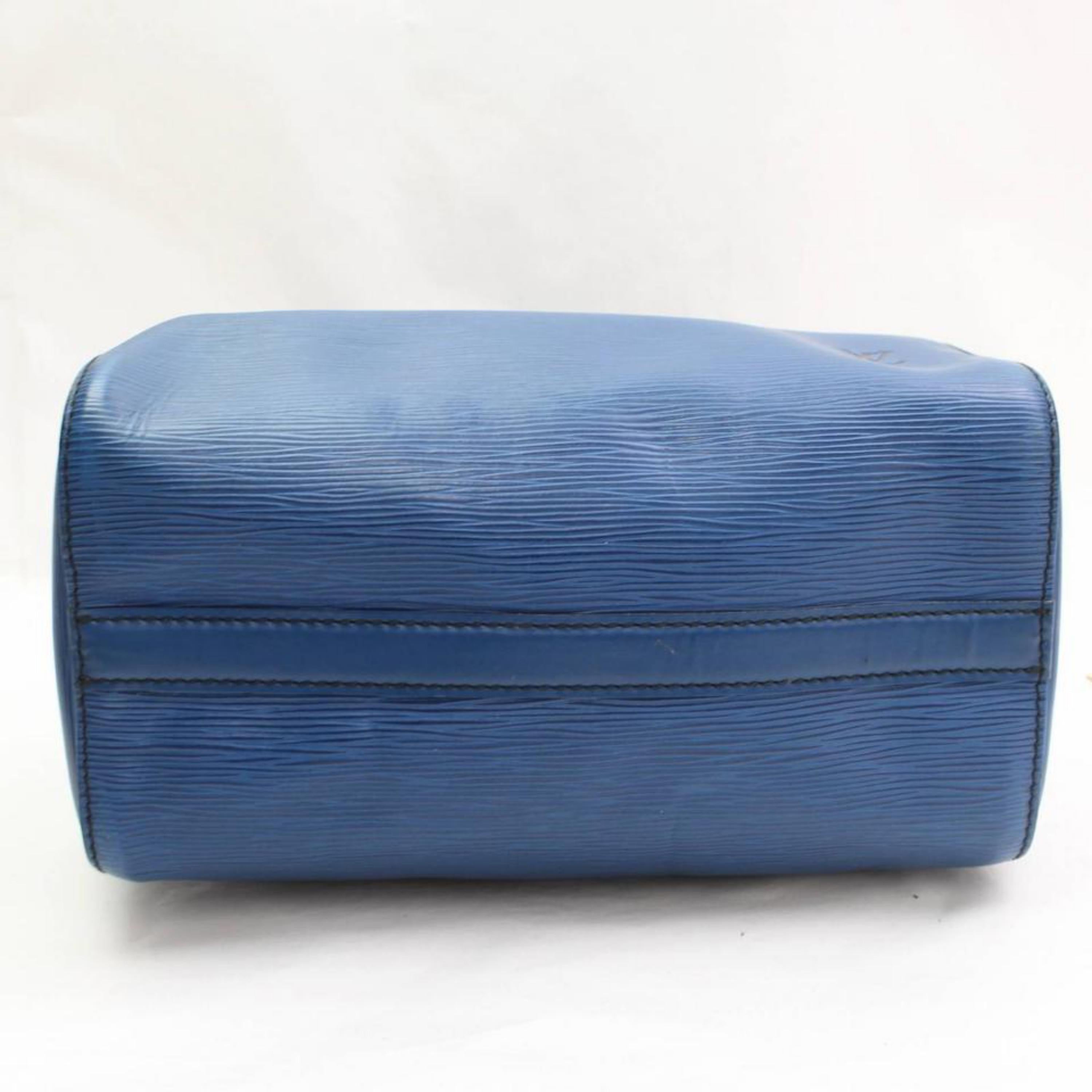 Louis Vuitton Speedy Epi 25 868003 Blue Leather Satchel For Sale 4