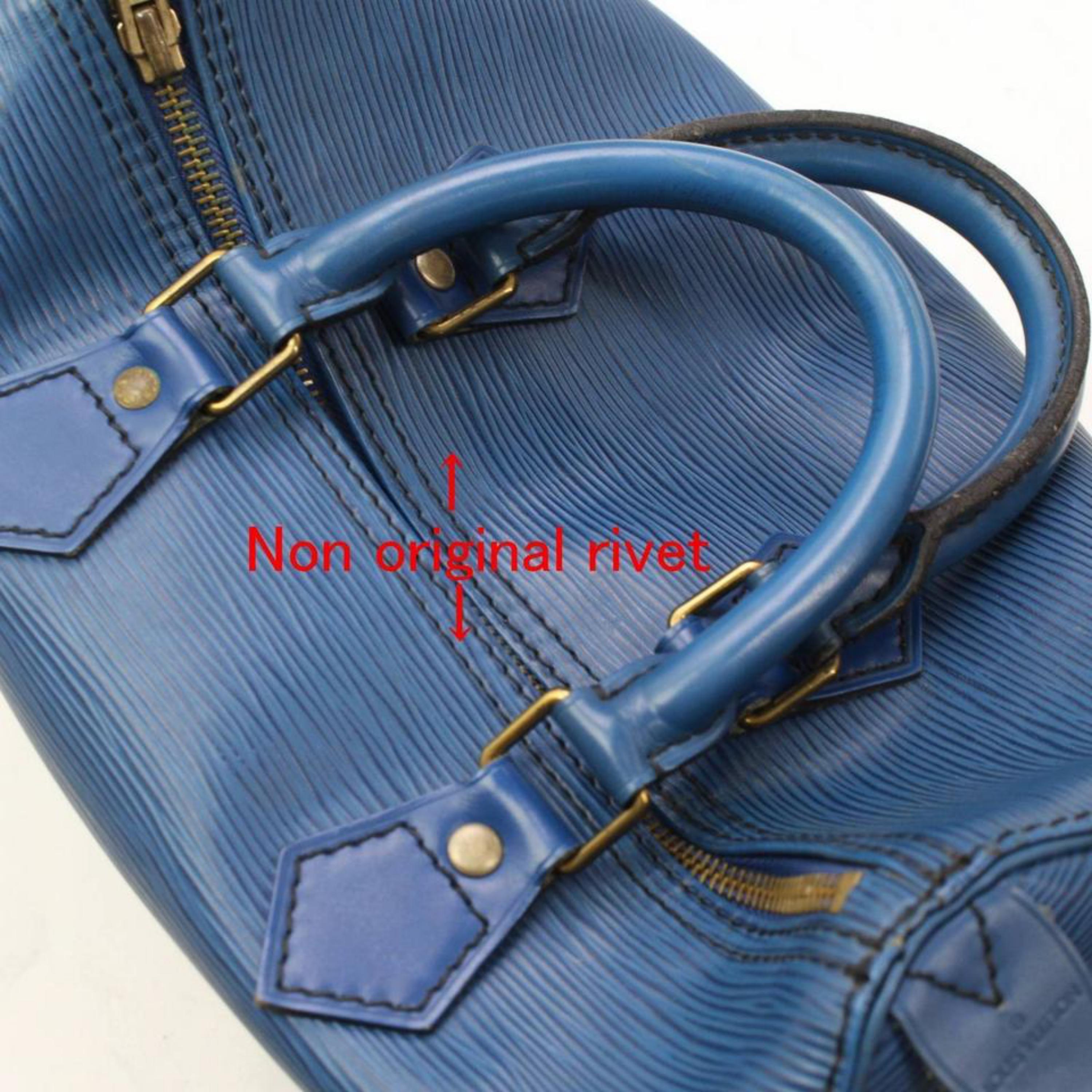 Louis Vuitton Speedy Epi 25 868003 Blue Leather Satchel For Sale 5