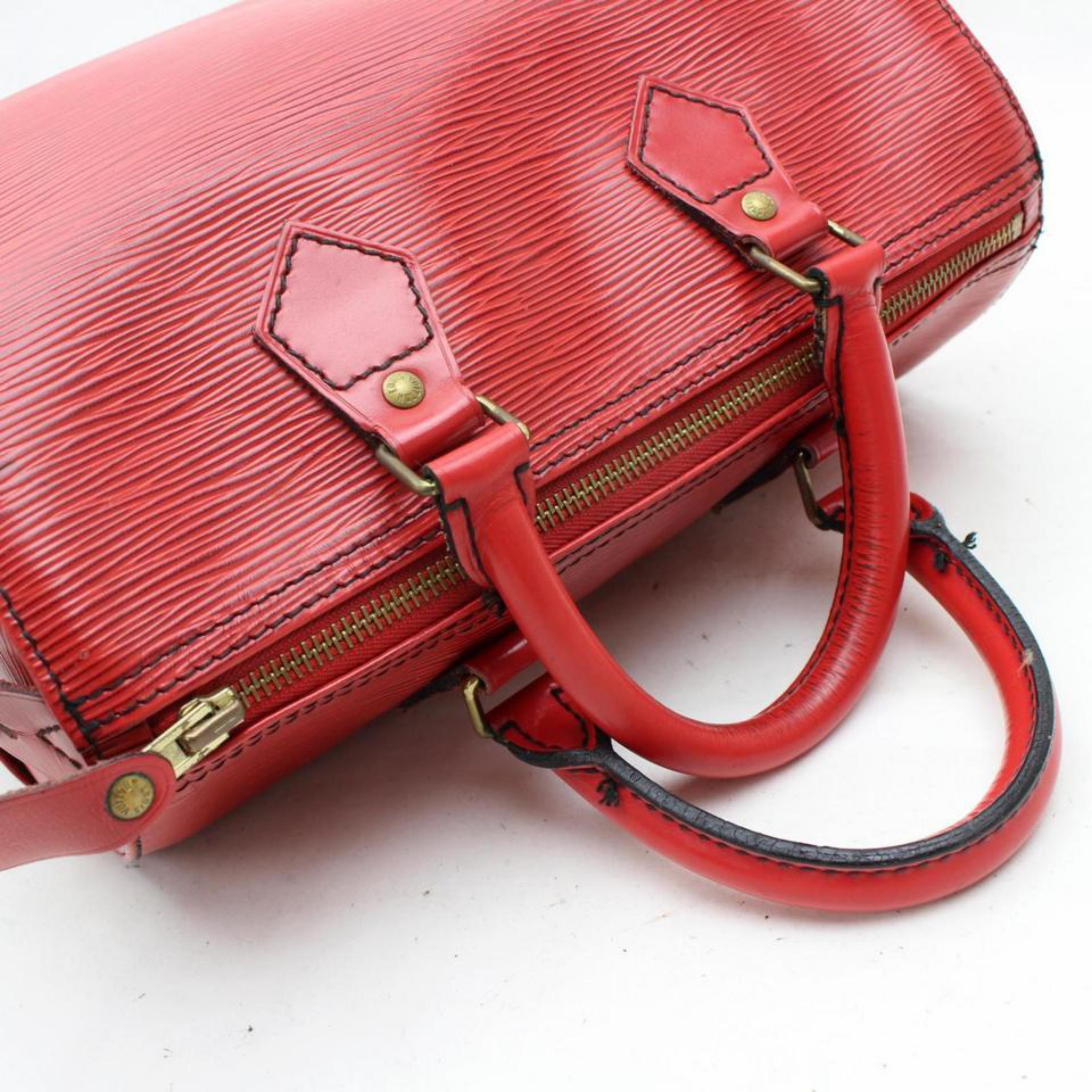 Louis Vuitton Speedy Epi 25 868169 Red Leather Satchel For Sale 1