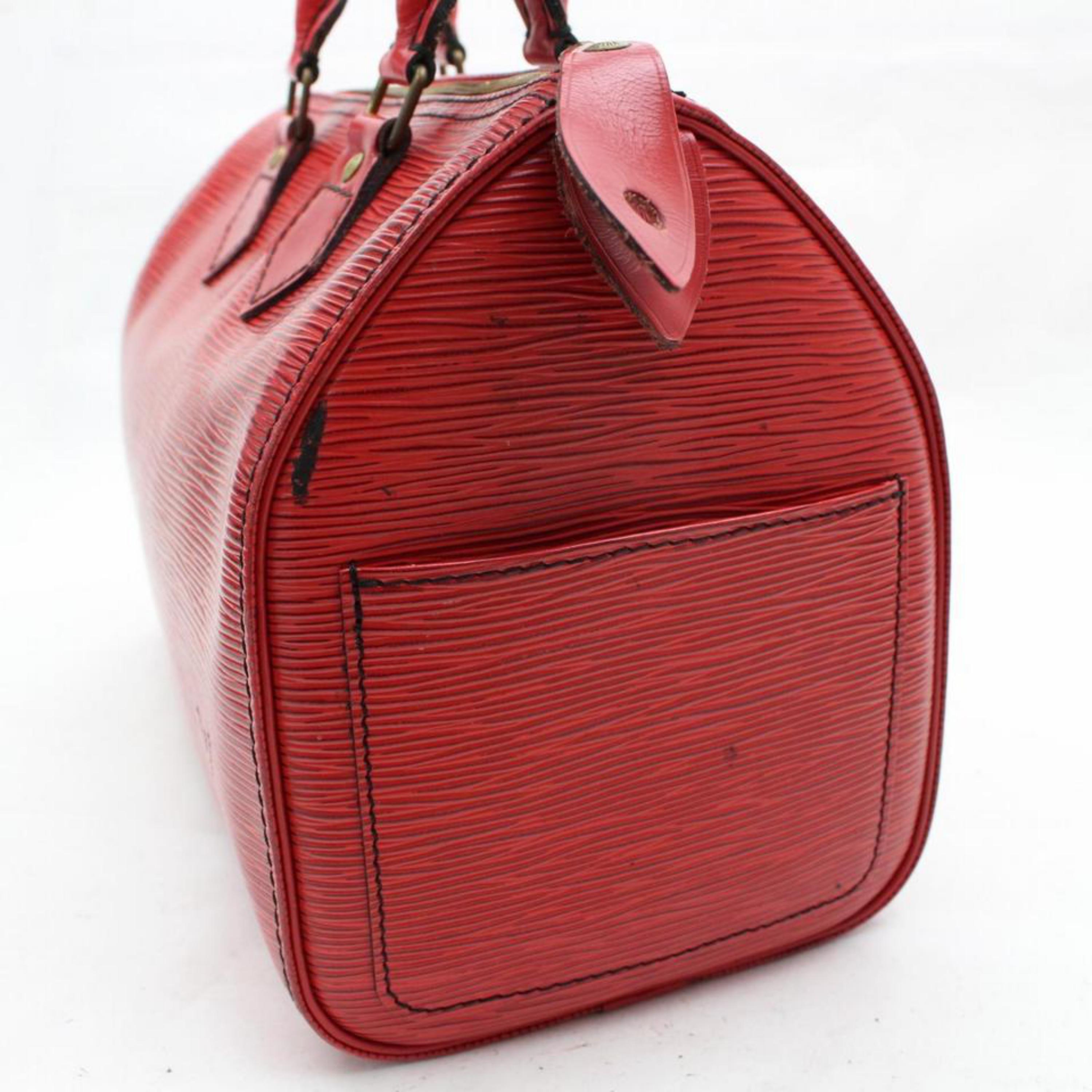 Louis Vuitton Speedy Epi 25 868169 Red Leather Satchel For Sale 2