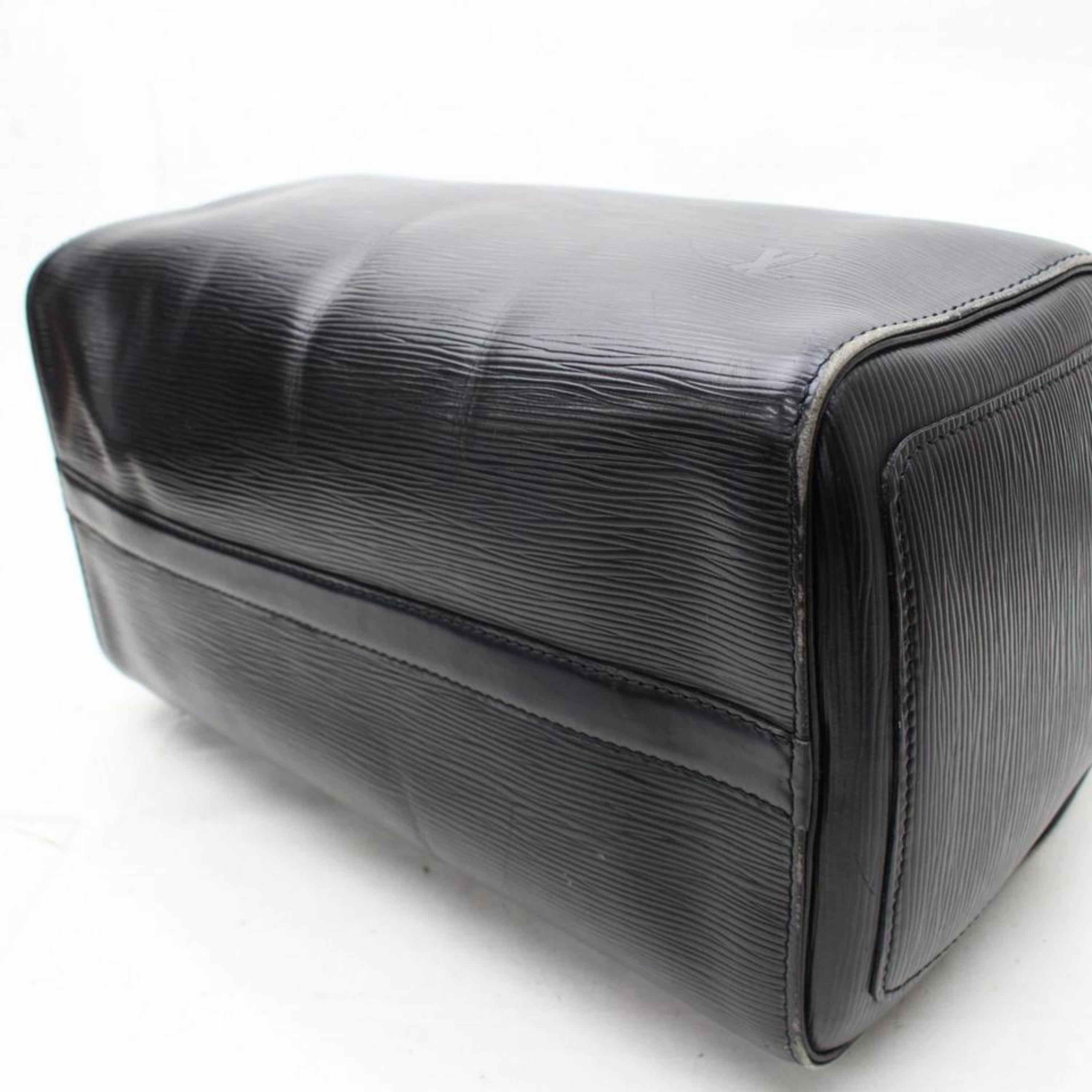 Louis Vuitton Speedy Epi Noir 30 867755 Black Leather Satchel For Sale 8