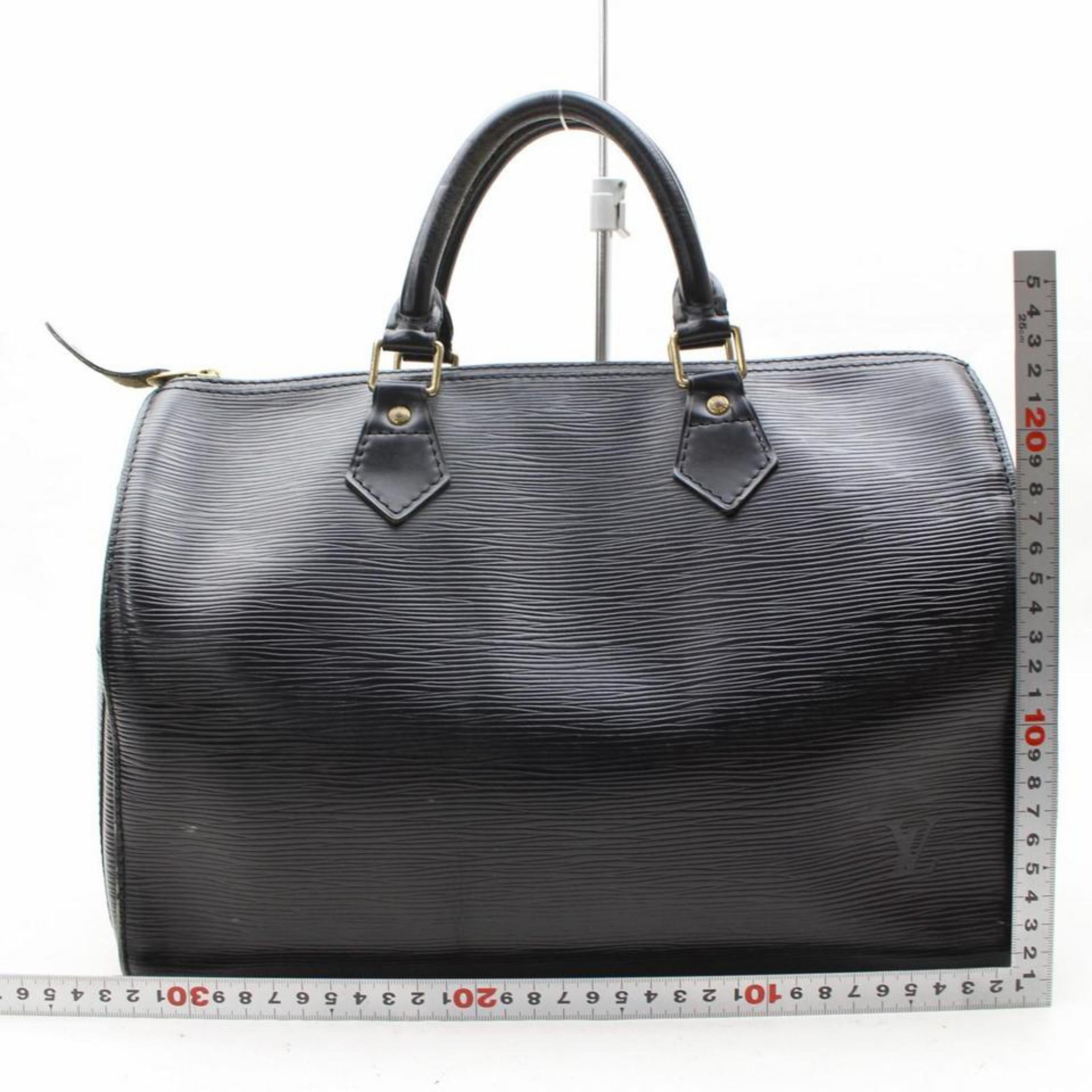 Louis Vuitton Speedy Epi Noir 30 867755 Black Leather Satchel For Sale 4