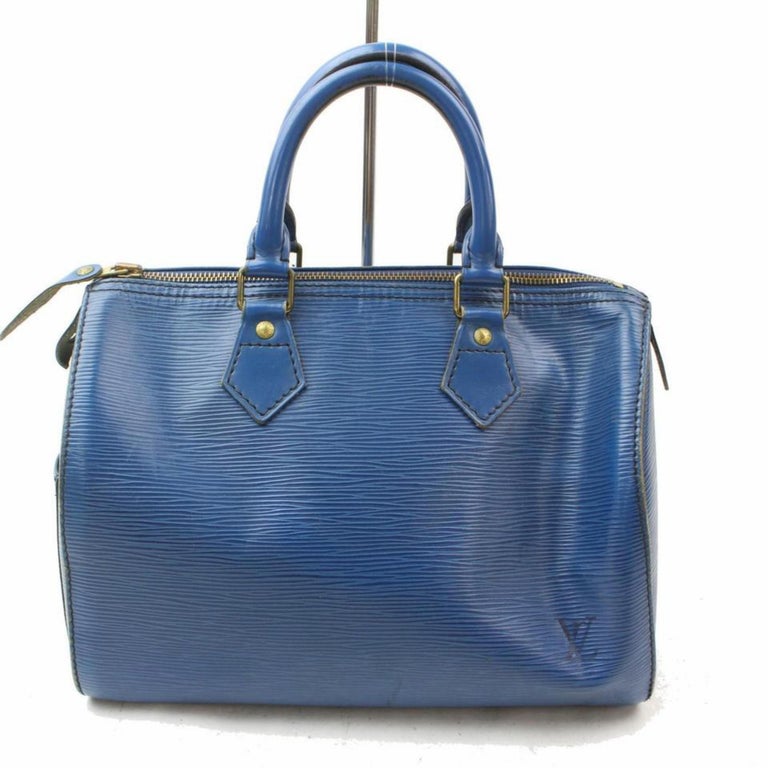 Louis Vuitton Speedy Epi Toledo 25 868675 Blue Leather Satchel For Sale