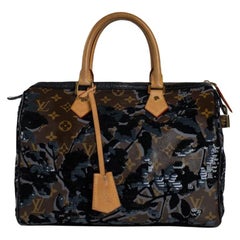 LOUIS VUITTON Speedy Fleur de jais Handbag in Black Canvas