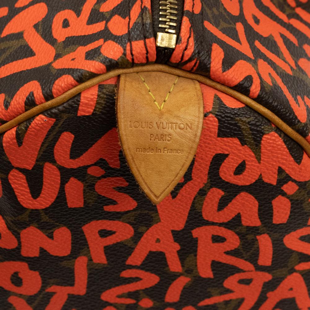 LOUIS VUITTON, Speedy Graffiti in brown leather In Excellent Condition For Sale In Clichy, FR