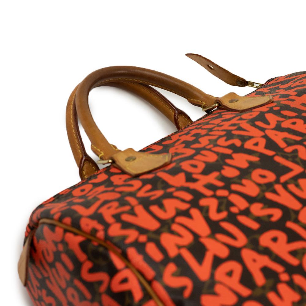 LOUIS VUITTON, Speedy Graffiti in brown leather For Sale 1