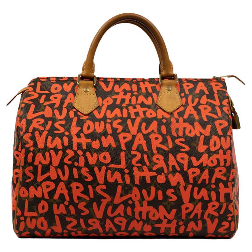 LOUIS VUITTON, Speedy Graffiti in brown leather For Sale