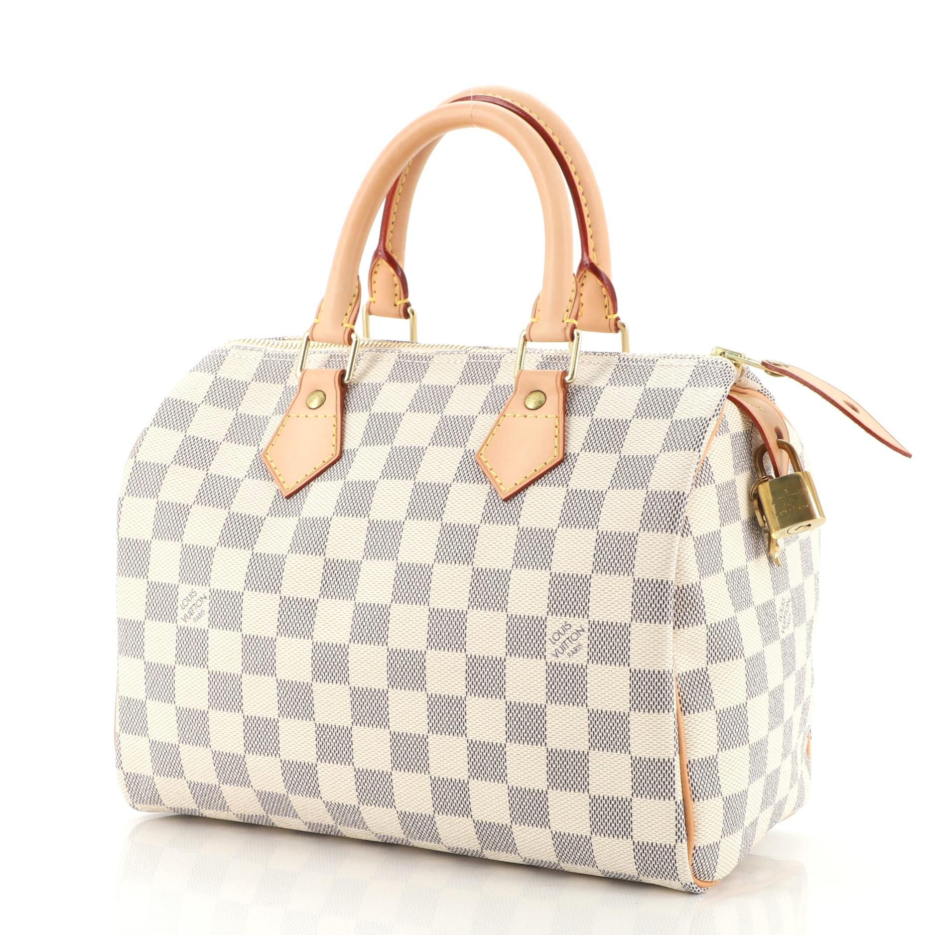 Beige Louis Vuitton Speedy Handbag Damier 25