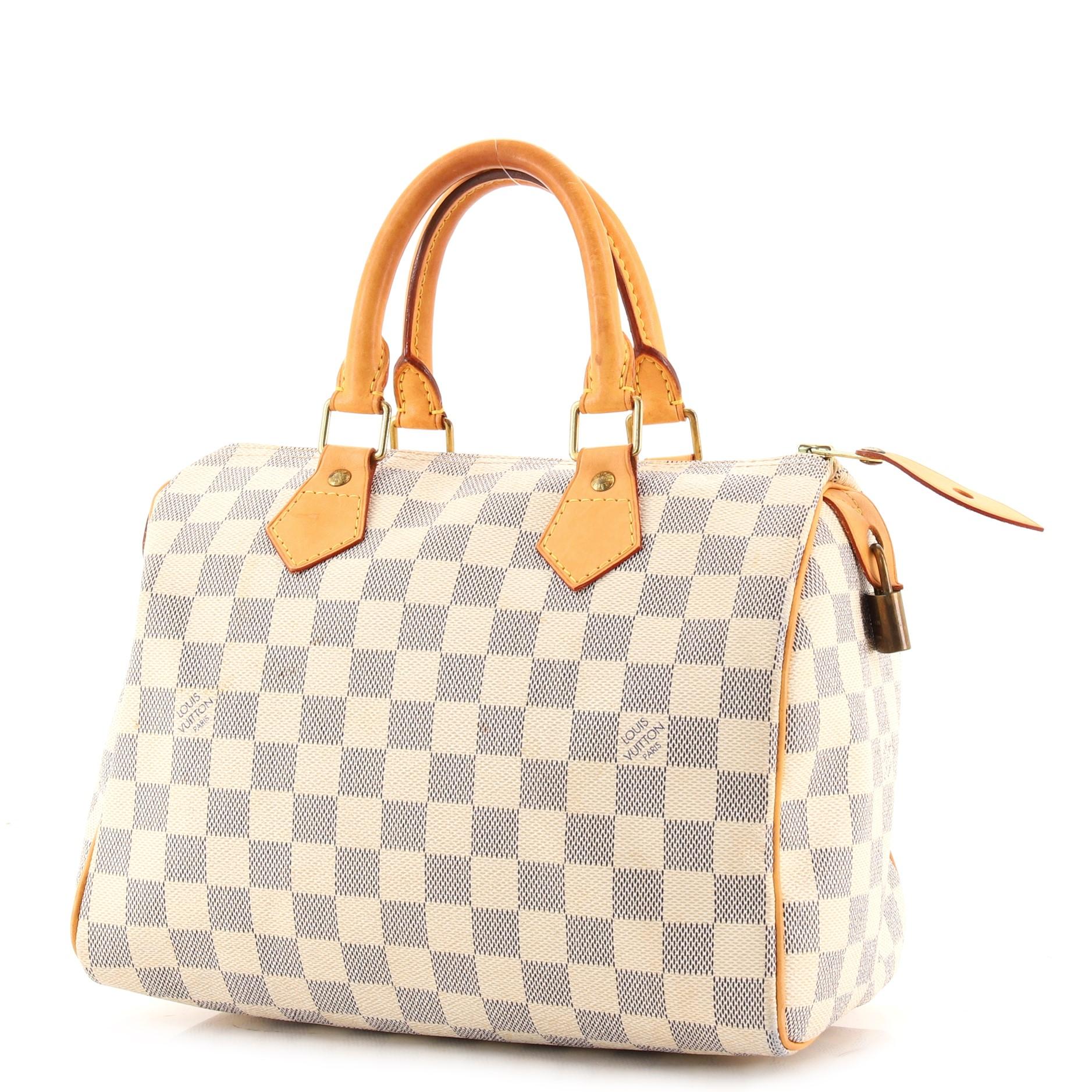 Beige Louis Vuitton Speedy Handbag Damier 25