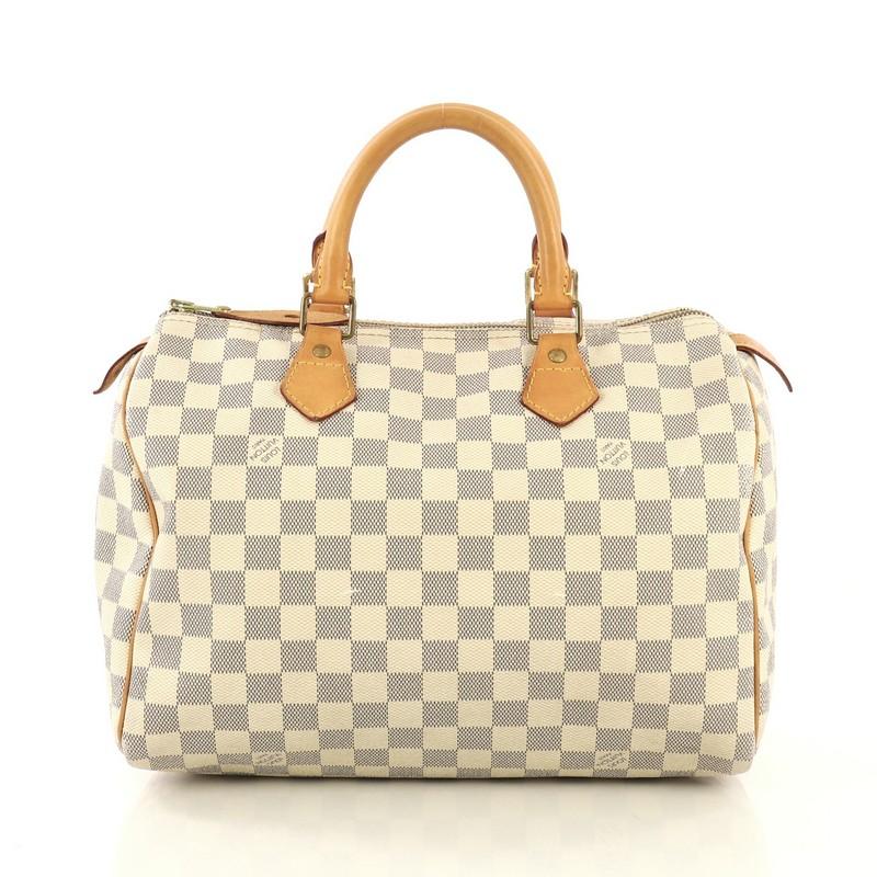 Beige Louis Vuitton Speedy Handbag Damier 30