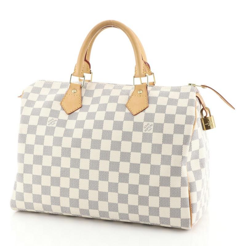 Beige Louis Vuitton Speedy Handbag Damier 30