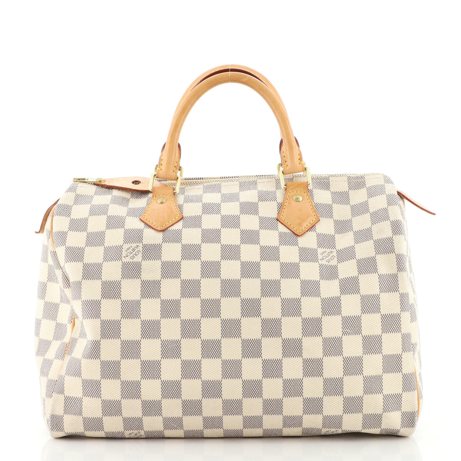 Beige Louis Vuitton Speedy Handbag Damier 30