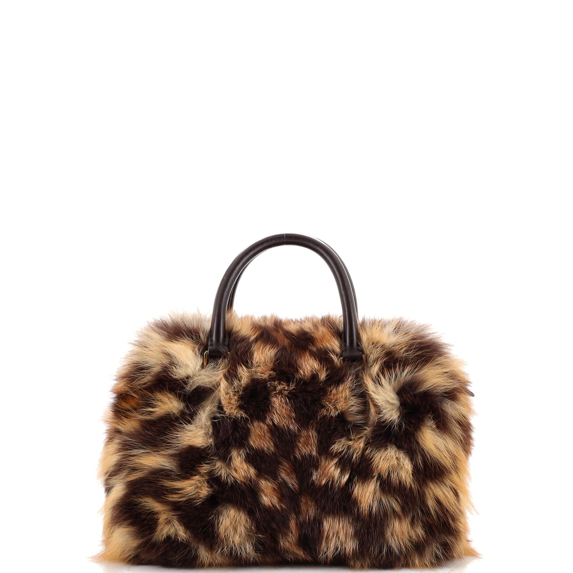 Louis Vuitton Speedy Handbag Damier Fur 30 In Good Condition For Sale In NY, NY