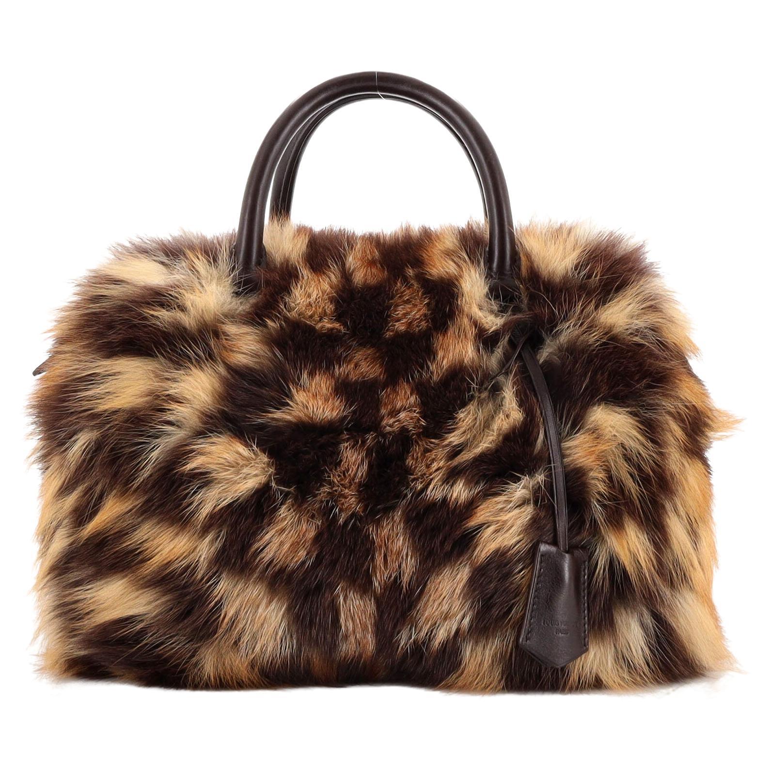 Louis Vuitton Speedy Handbag Damier Fur 30 For Sale