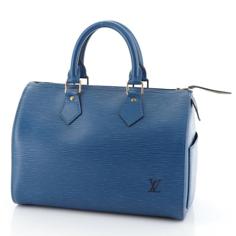 Blue Louis Vuitton Speedy Handbag Epi Leather 25
