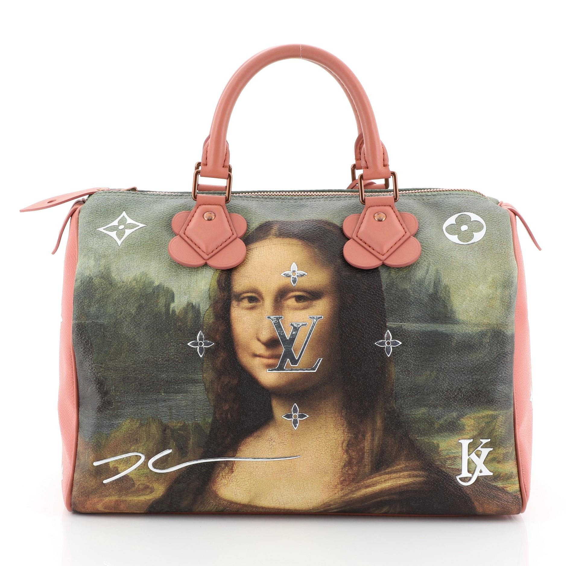 Louis Vuitton Speedy Handbag Limited Edition Jeff Koons Da Vinci Print Canvas 30 In Good Condition In NY, NY