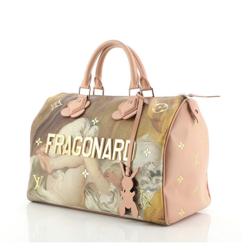 Brown Louis Vuitton Speedy Handbag Limited Edition Jeff Koons Fragonard Print C