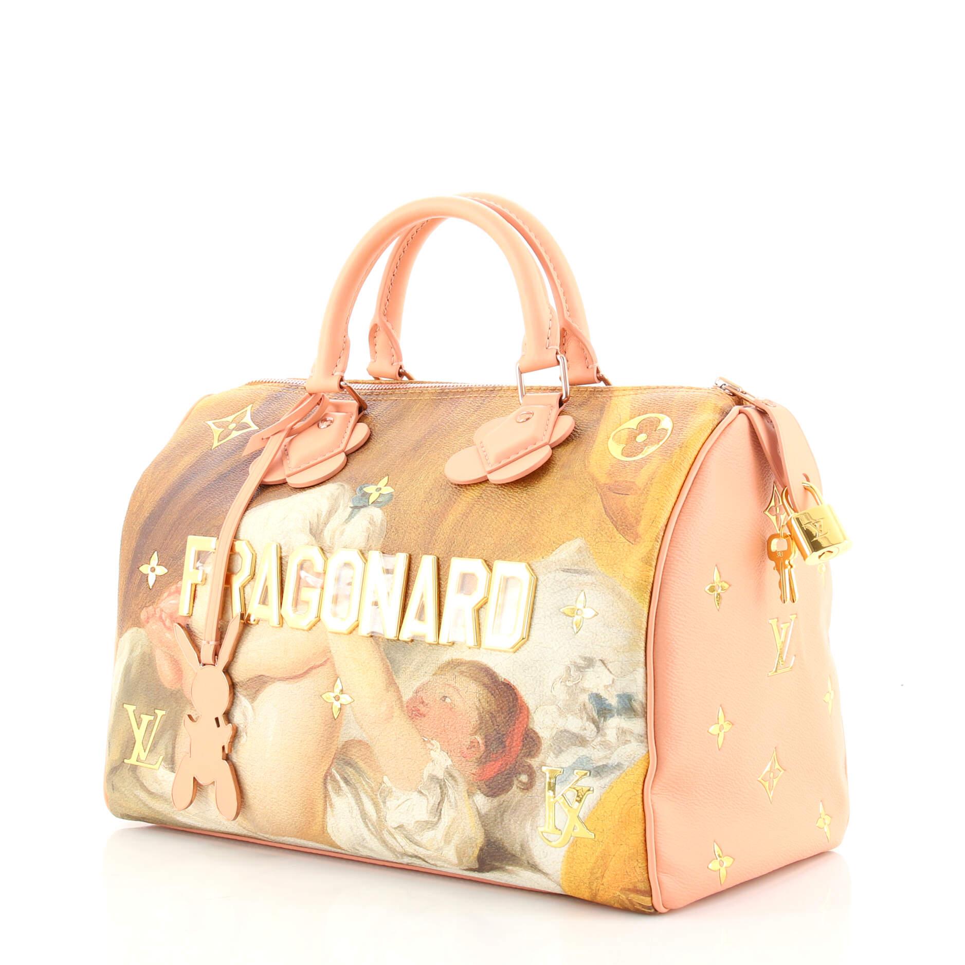 Louis Vuitton Speedy Handbag Limited Edition Jeff Koons Fragonard Print Canvas  In Good Condition In NY, NY
