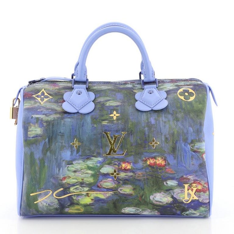 Louis Vuitton Speedy Handbag Limited Edition Jeff Koons Van Gogh Print  Canvas 30 Blue 456584