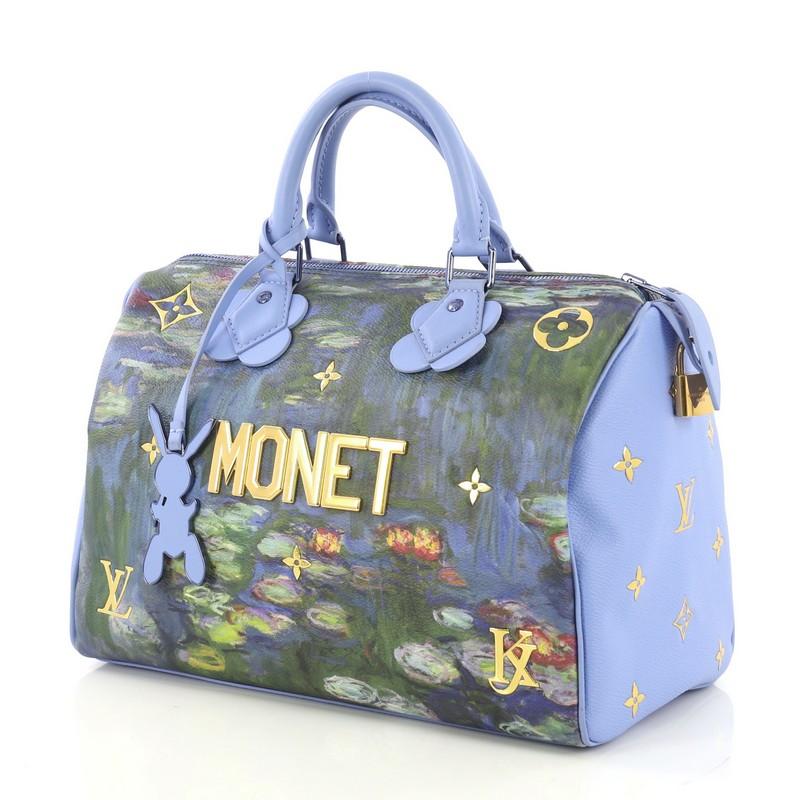 Louis Vuitton Speedy Handbag Limited Edition Jeff Koons Monet Print Canvas 30 In Good Condition In NY, NY