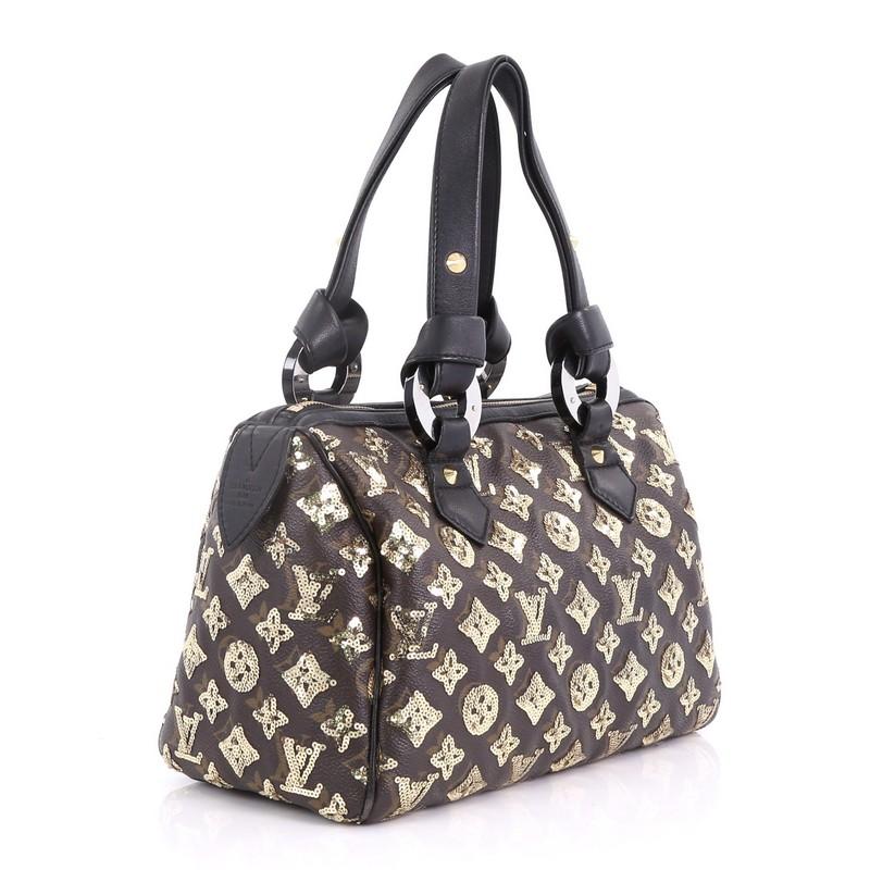 Black Louis Vuitton Speedy Handbag Limited Edition Monogram Eclipse Sequins 28