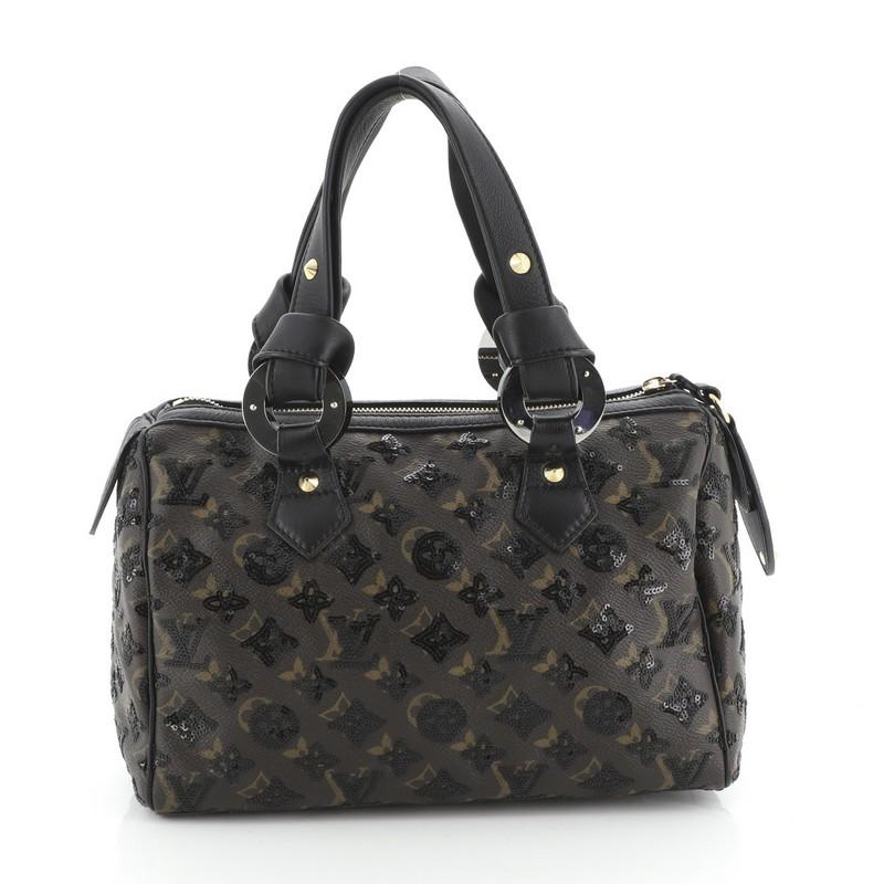 Black Louis Vuitton Speedy Handbag Limited Edition Monogram Eclipse Sequins 28