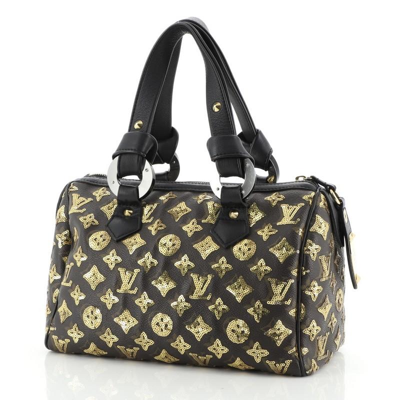 Black Louis Vuitton Speedy Handbag Limited Edition Monogram Eclipse Sequins 28