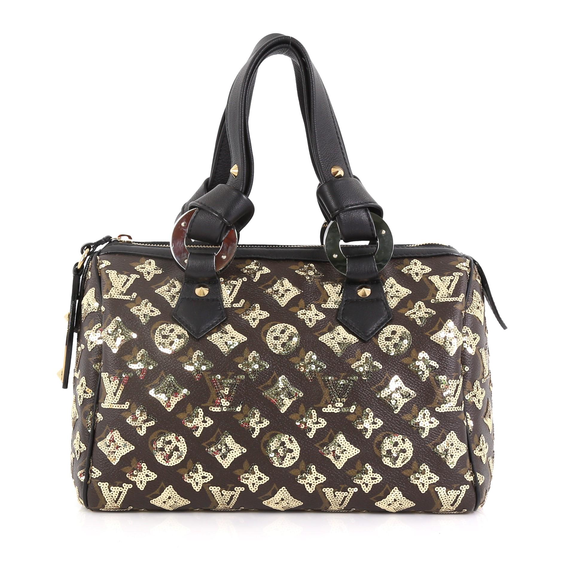 Louis Vuitton Speedy Handbag Limited Edition Monogram Eclipse Sequins 28 In Good Condition In NY, NY
