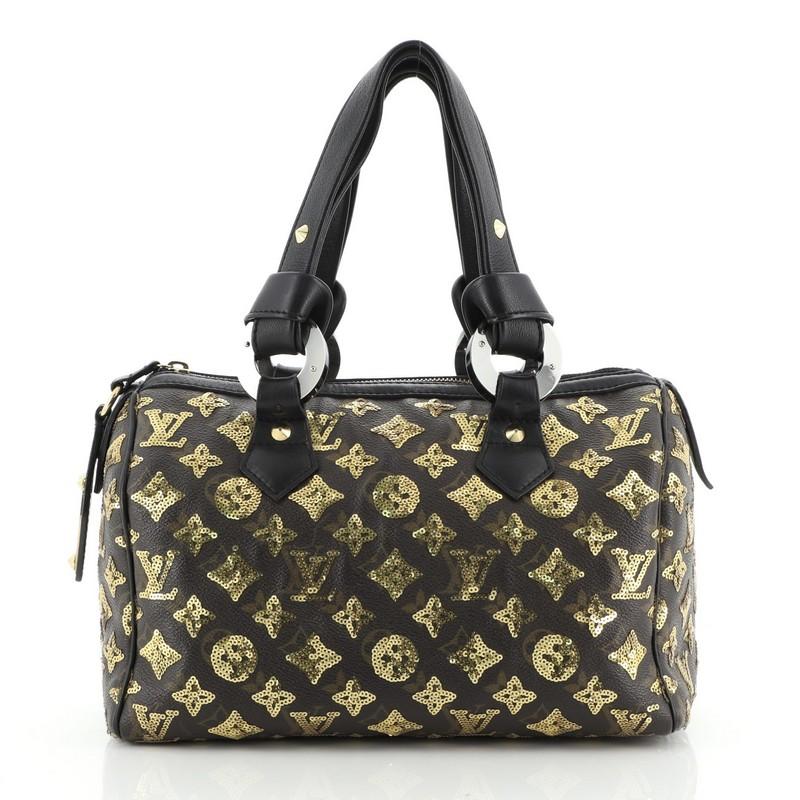 Louis Vuitton Speedy Handbag Limited Edition Monogram Eclipse Sequins 28 In Good Condition In NY, NY